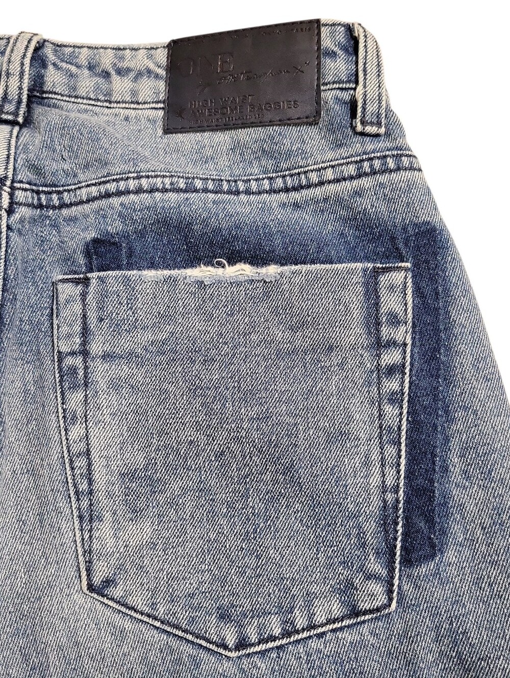 One × One Teaspoon High Waist Baggy Striped Jeans Light Wash Distressed Size 29 - Picture 5 of 15